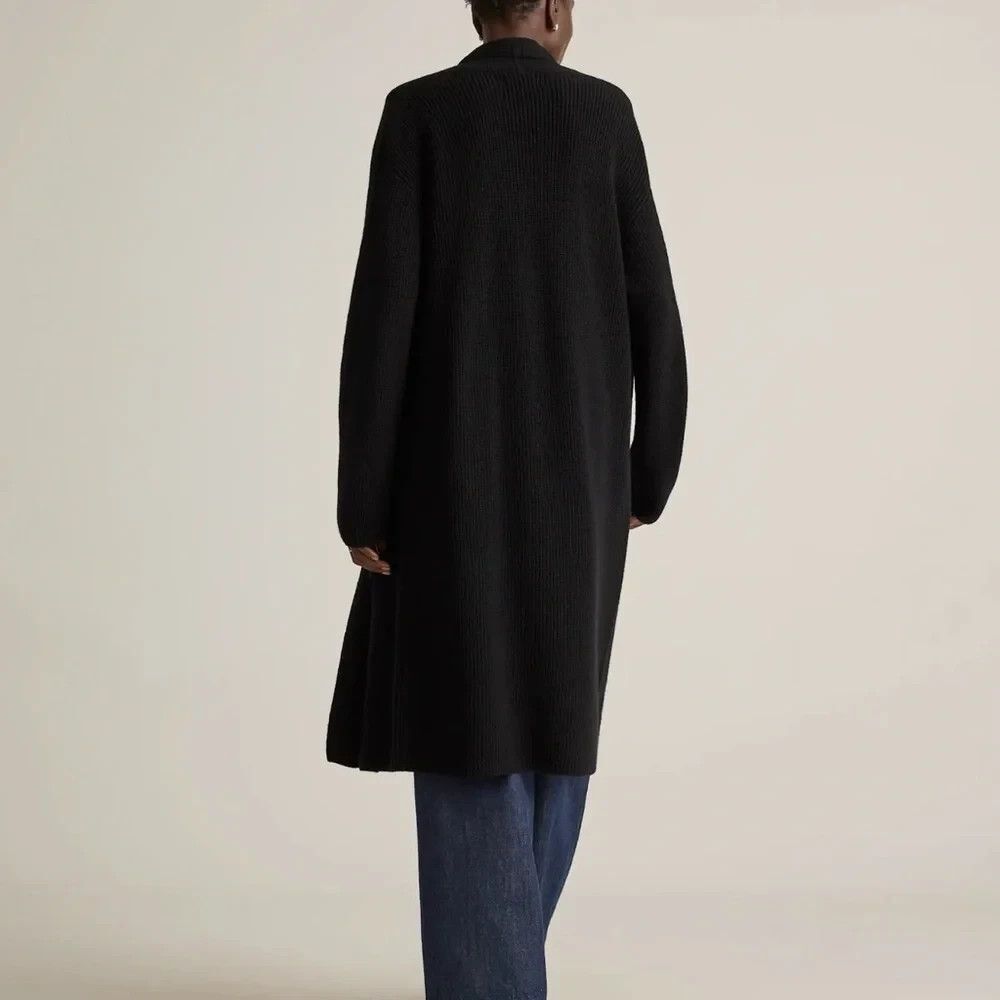 Quince Women Australian Merino Wool Duster Cardigan Black Outerwear S - Picture 2 of 3